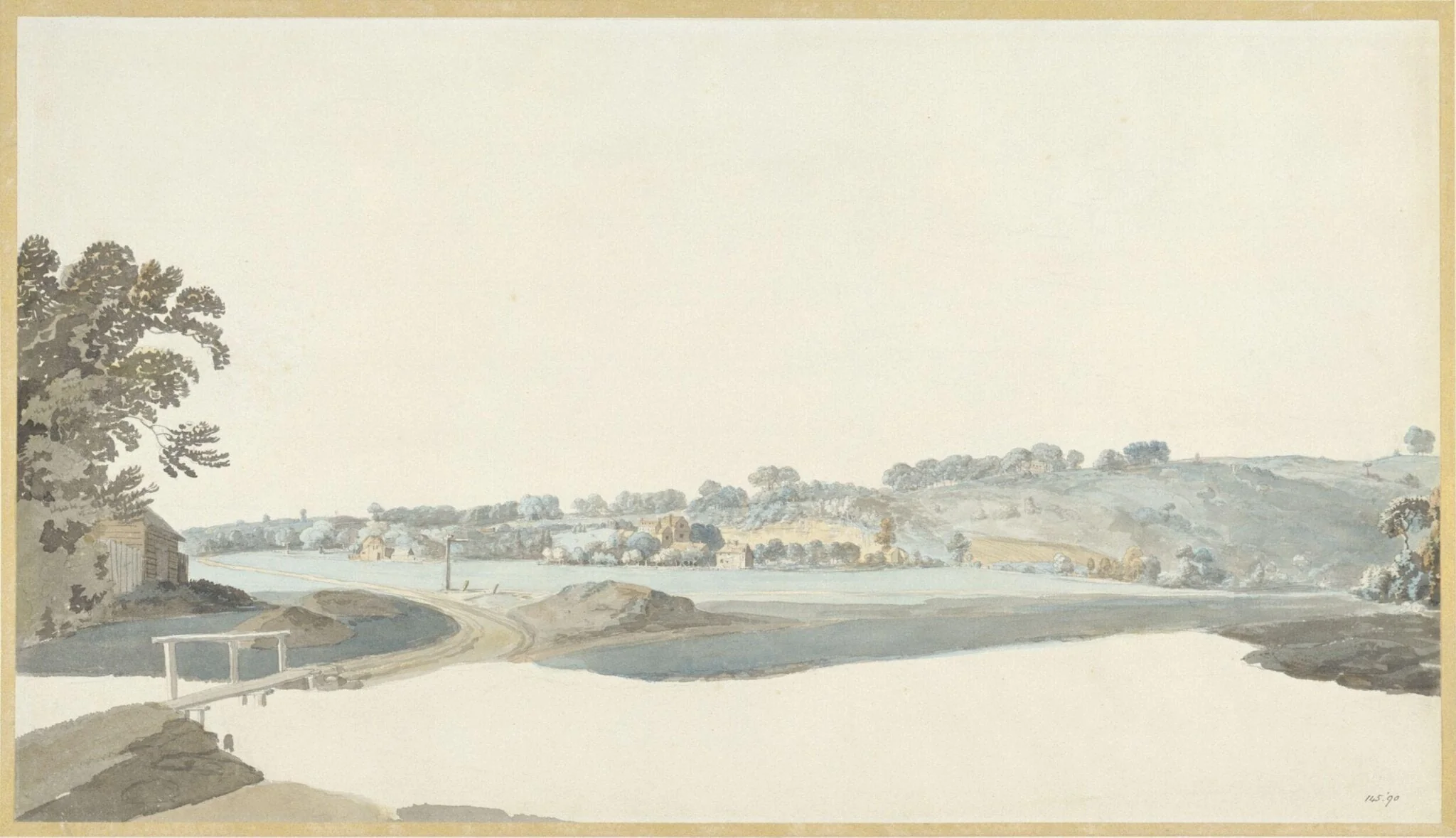 Sketch of a common with houses, detail