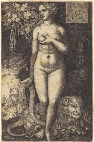 Eve Standing, by Sebald Beham, ink, 1523