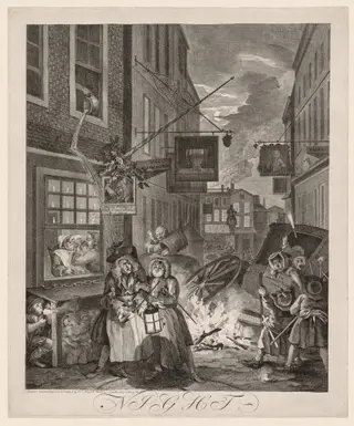 The Four Times of Day:  Night, by William Hogarth, 1738