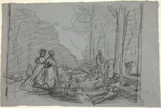 The Luncheon on the Grass, by Claude Monet, chalk, 1865