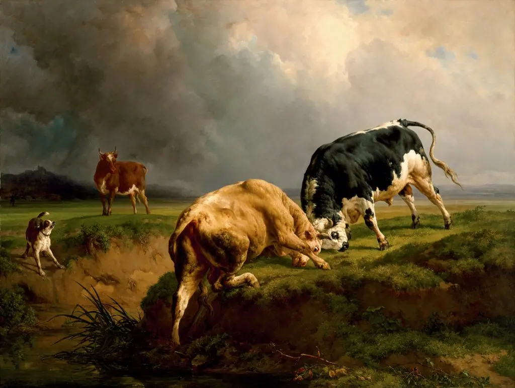A Bull Fight, by Jacques Raymond Brascassat, oil, 1855