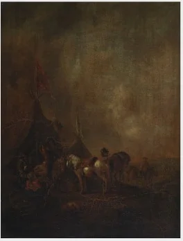 Horses and Figures at Sutler's Tent, detail