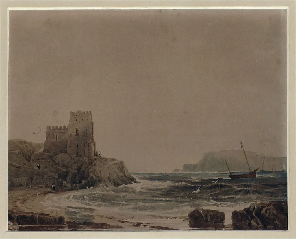 Castle on a Rocky Shore, by Samuel Prout, watercolor, 1800