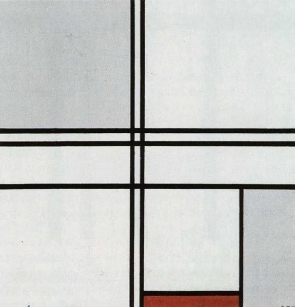 Composition (No. 1) Gray-Red, detail