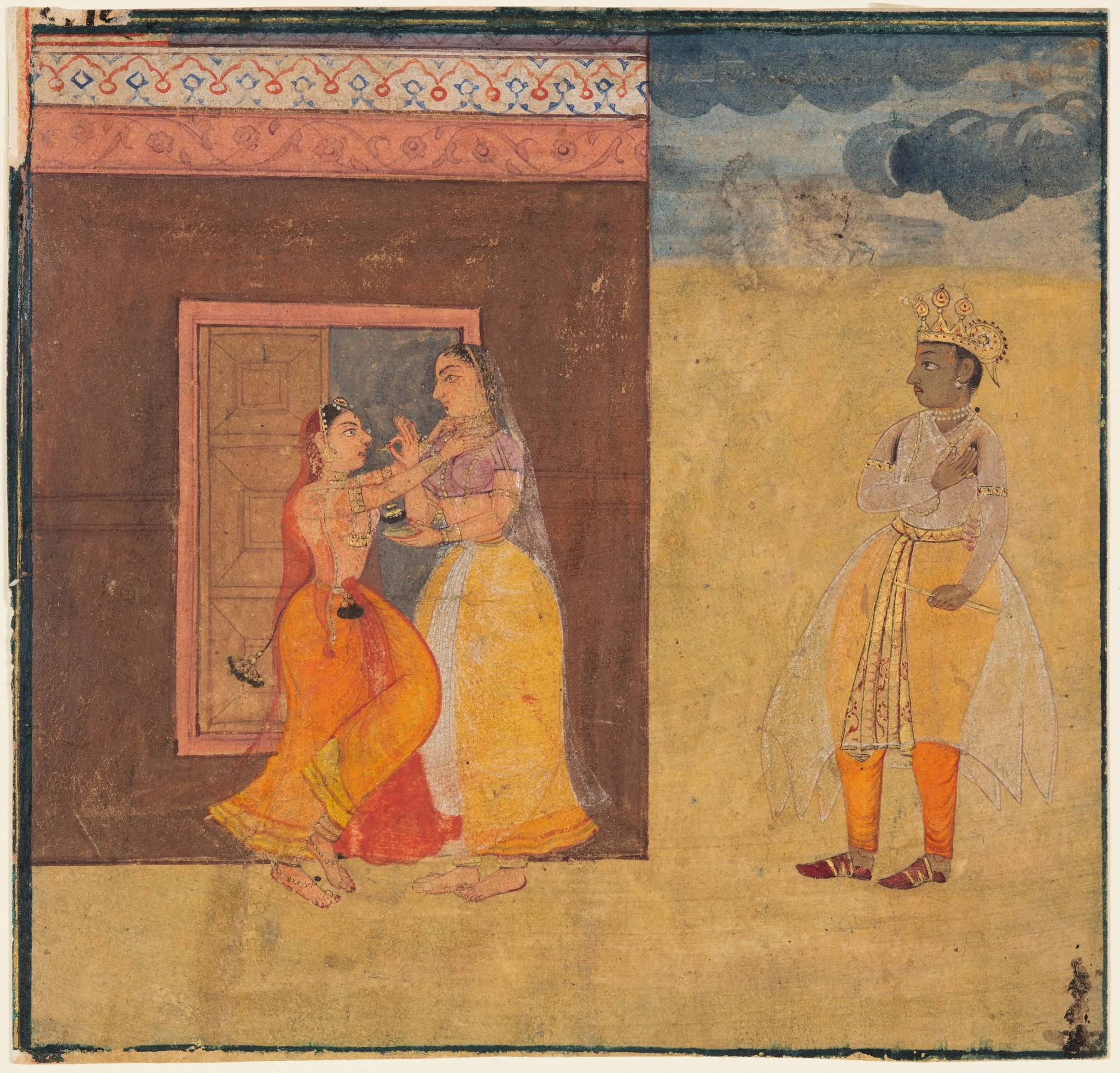 Krishna Abhisarika Nayika, from a Rasikapriya manuscript, detail