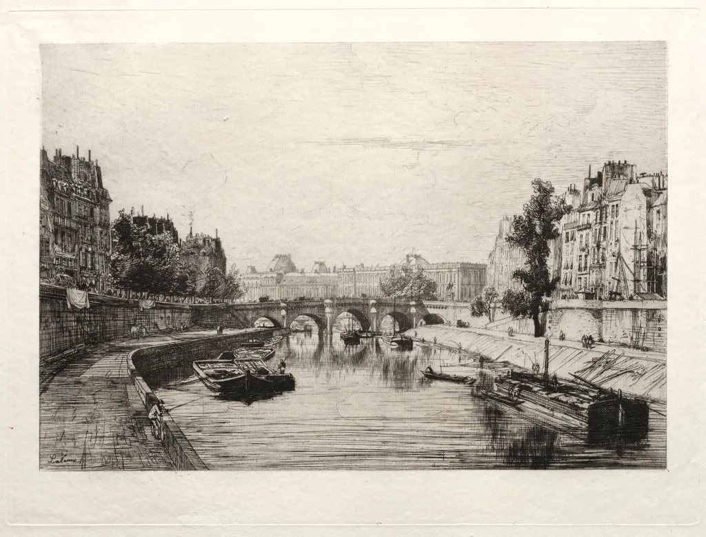 View from Pont St. Michel, by Maxime Lalanne, 1865