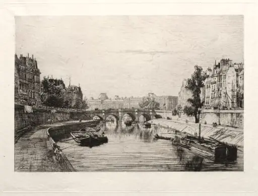 View from Pont St. Michel, by Maxime Lalanne, 1865