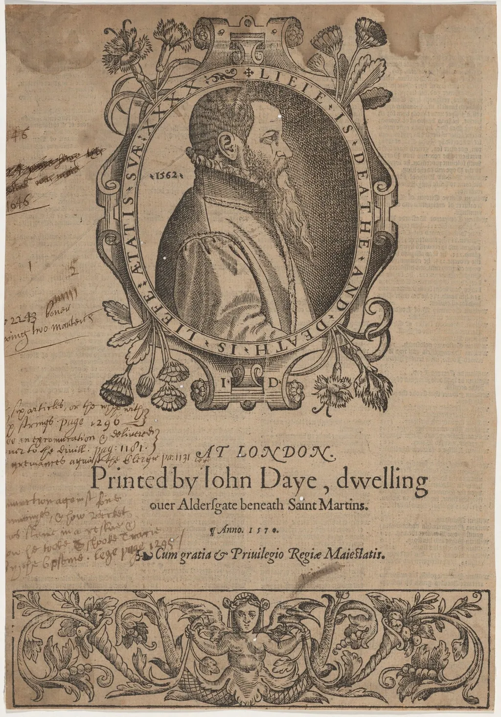 John Day, Printer, by John Bettes, ink, 1562