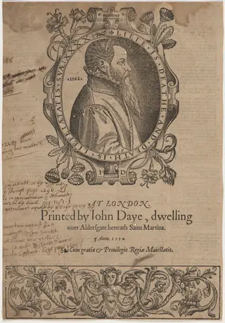 John Day, Printer, by John Bettes, ink, 1562