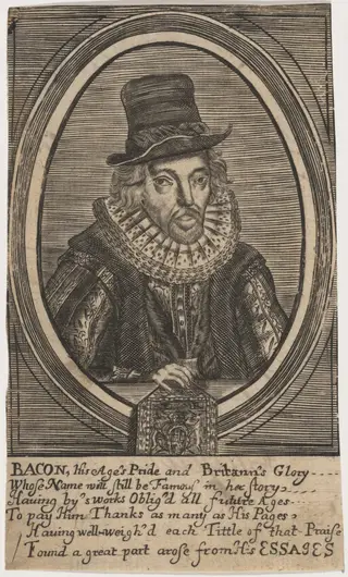 Sir Francis Bacon, by Simon van de Passe, ink, 1621