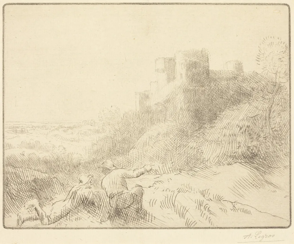 Old Chateau (Un vieux chateau), by Alphonse Legros, ink, 1874