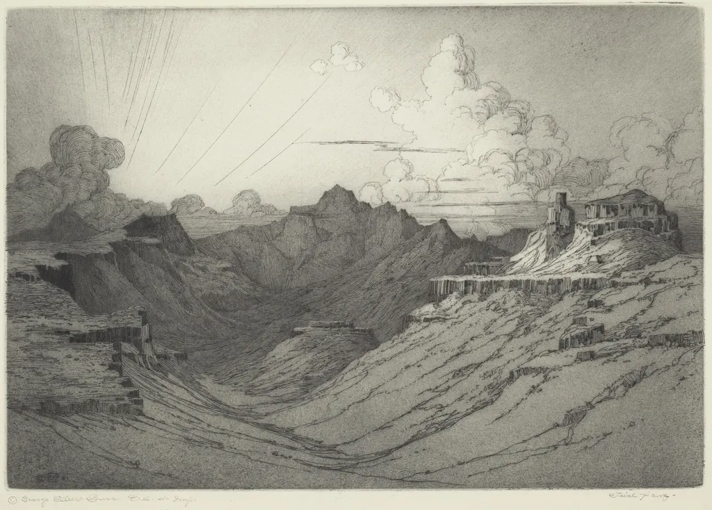 Desert Sunset, by George Elbert Burr, ink, 1921