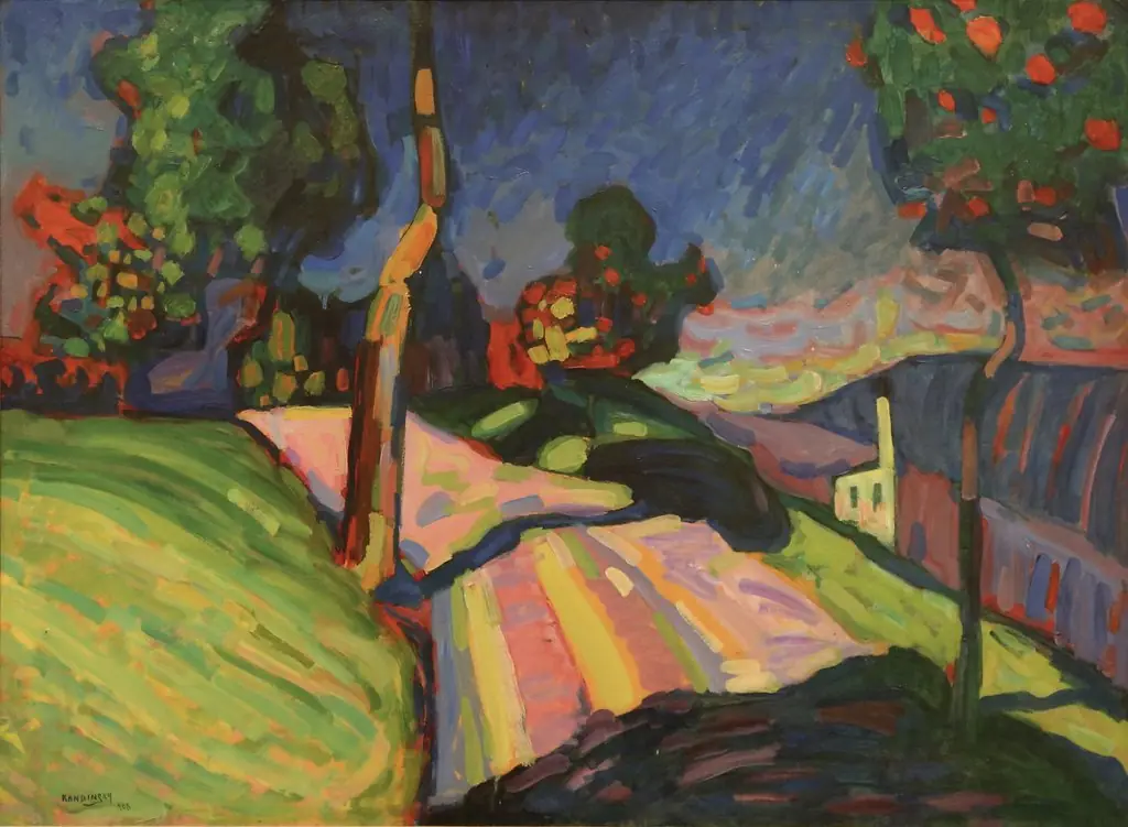 Murnau - Kohlgruberstrasse, by Wassily Kandinsky, oil, 1908