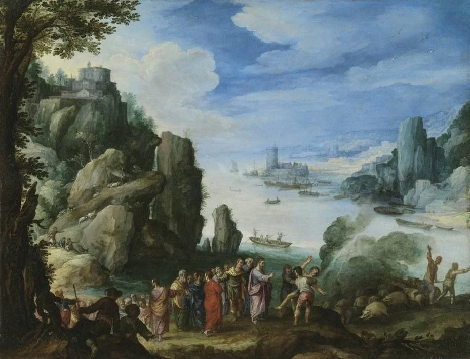 Landscape with the Exorcism of the Gerasene demoniac, detail