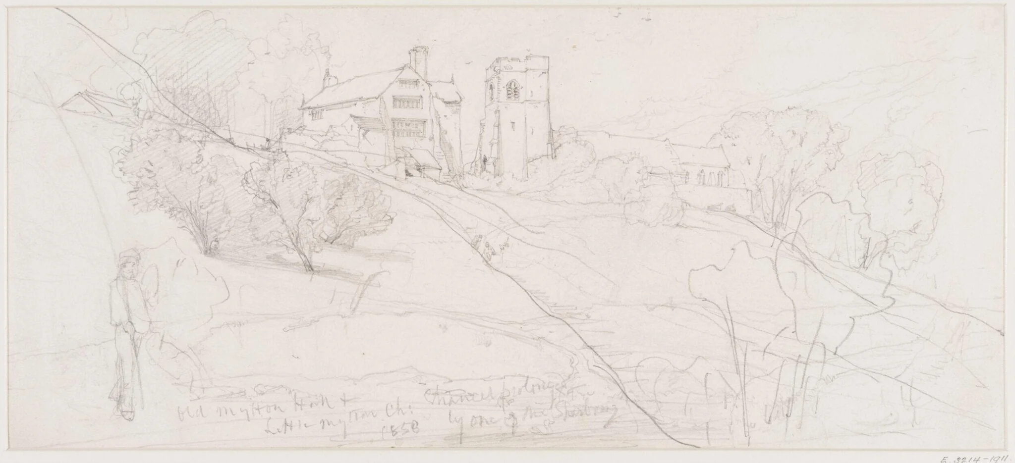 Old Mytton Hall and Little Mytton Church., detail