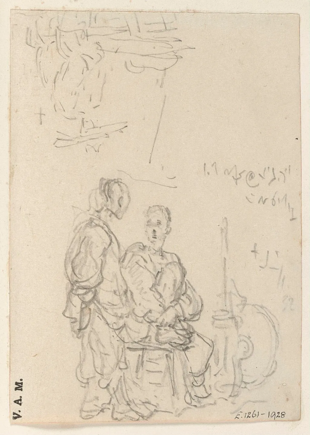 Two Chinese figures with barber's equipment, by George Chinnery, 8