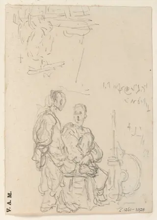 Two Chinese figures with barber's equipment, by George Chinnery, 8