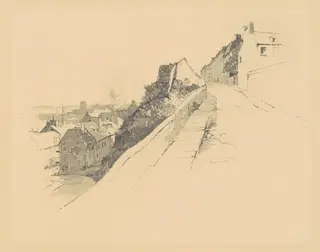 Near Hope Gate, Quebec, by Charles H. Woodbury, graphite, 1889