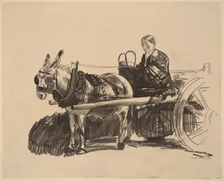 The Donkey Cart, by George Bellows, crayon, 1922