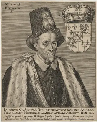 James VI, King of Scotland, by Pieter de Jode I, ink, 1603