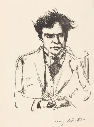 Bildnis Joseph Schwarz (Portrait of Joseph Schwarz), by Lovis Corinth, ink, 1916