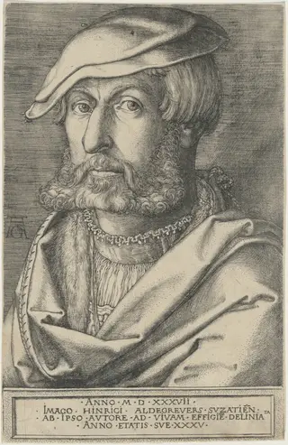 Self-Portrait, by Heinrich Aldegrever, ink, 1537