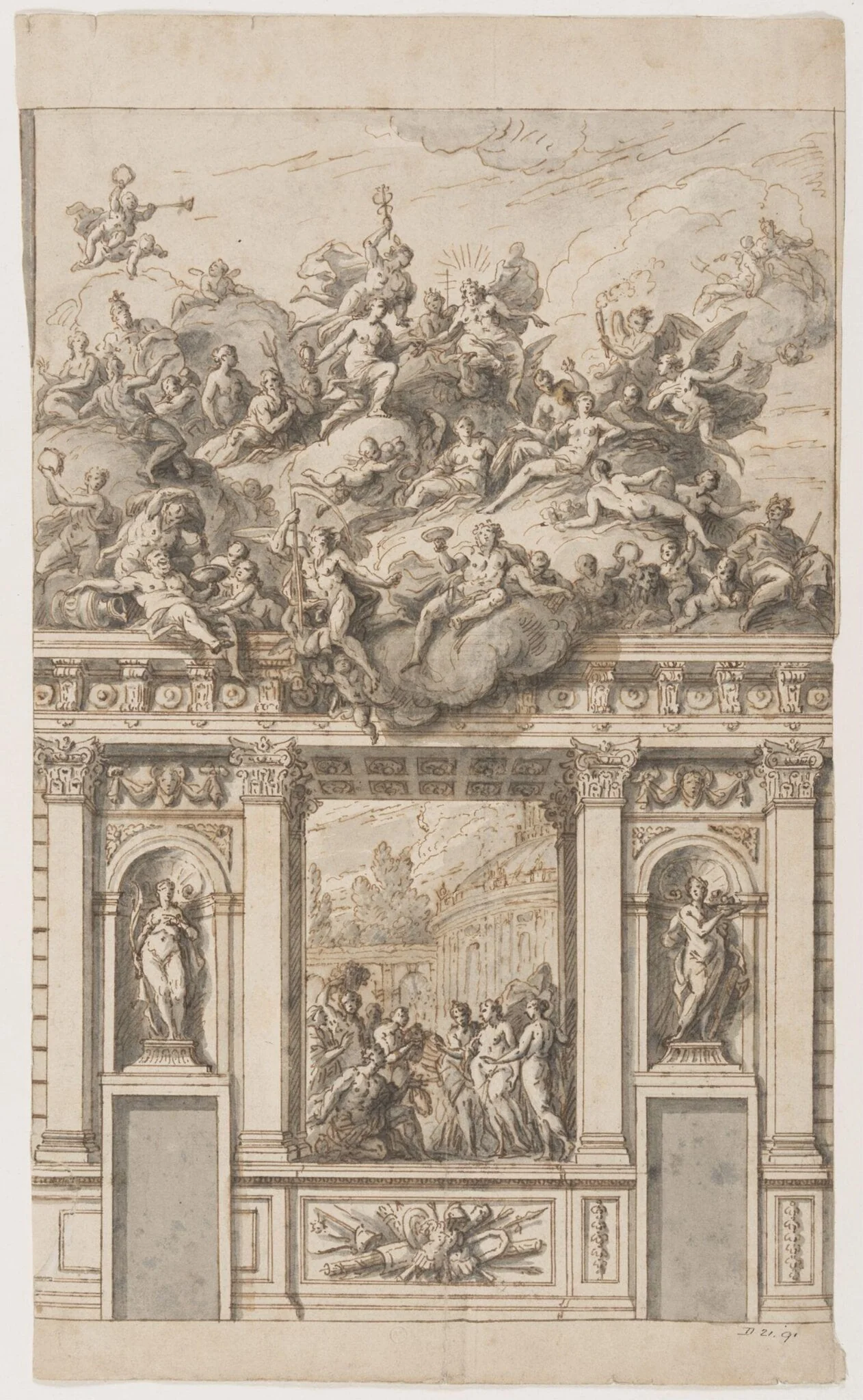 Design for a wall and ceiling painting, possibly for Chatsworth, Derbyshire, detail