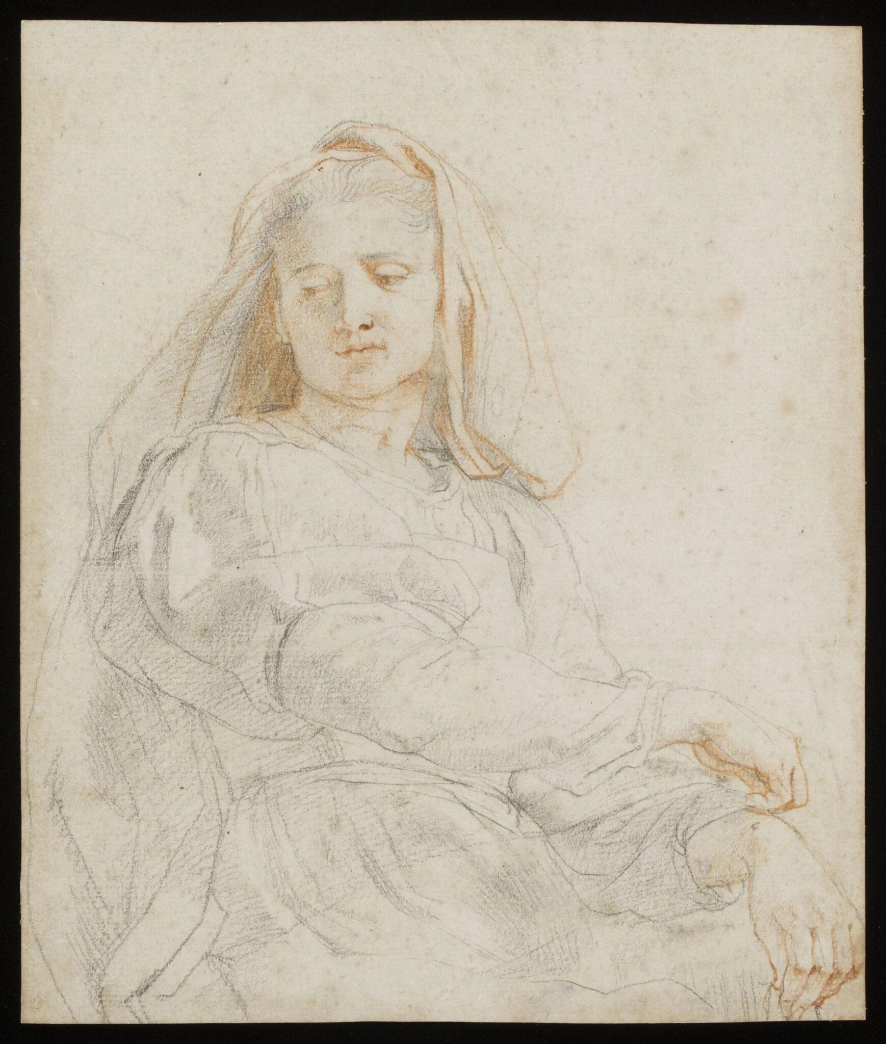 Study of a seated woman (The Virgin), detail