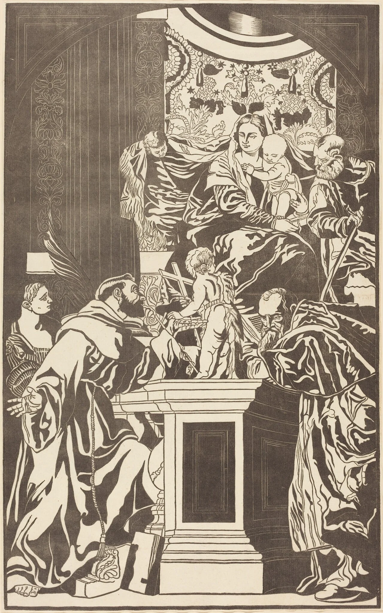Holy Family and Four Saints, detail