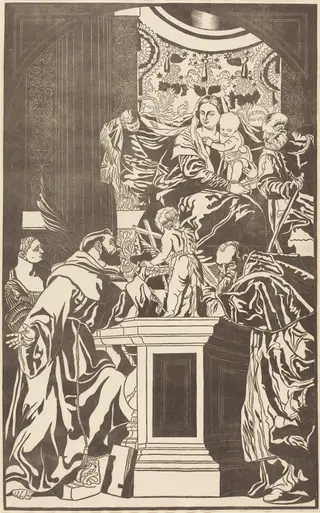 Holy Family and Four Saints, by John Baptist Jackson, ink, 1739