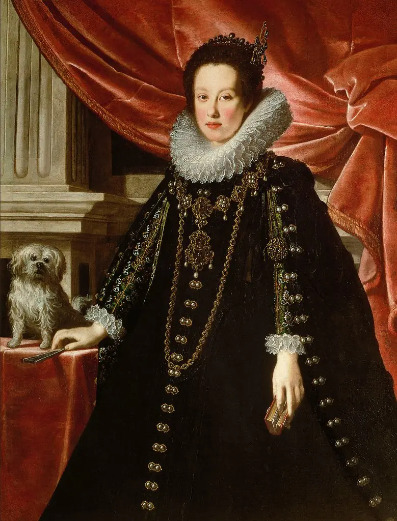 Portrait of Anna de' Medici (1616-1676), Archduchess with her Lapdog, by Justus Sustermans, oil, 1630