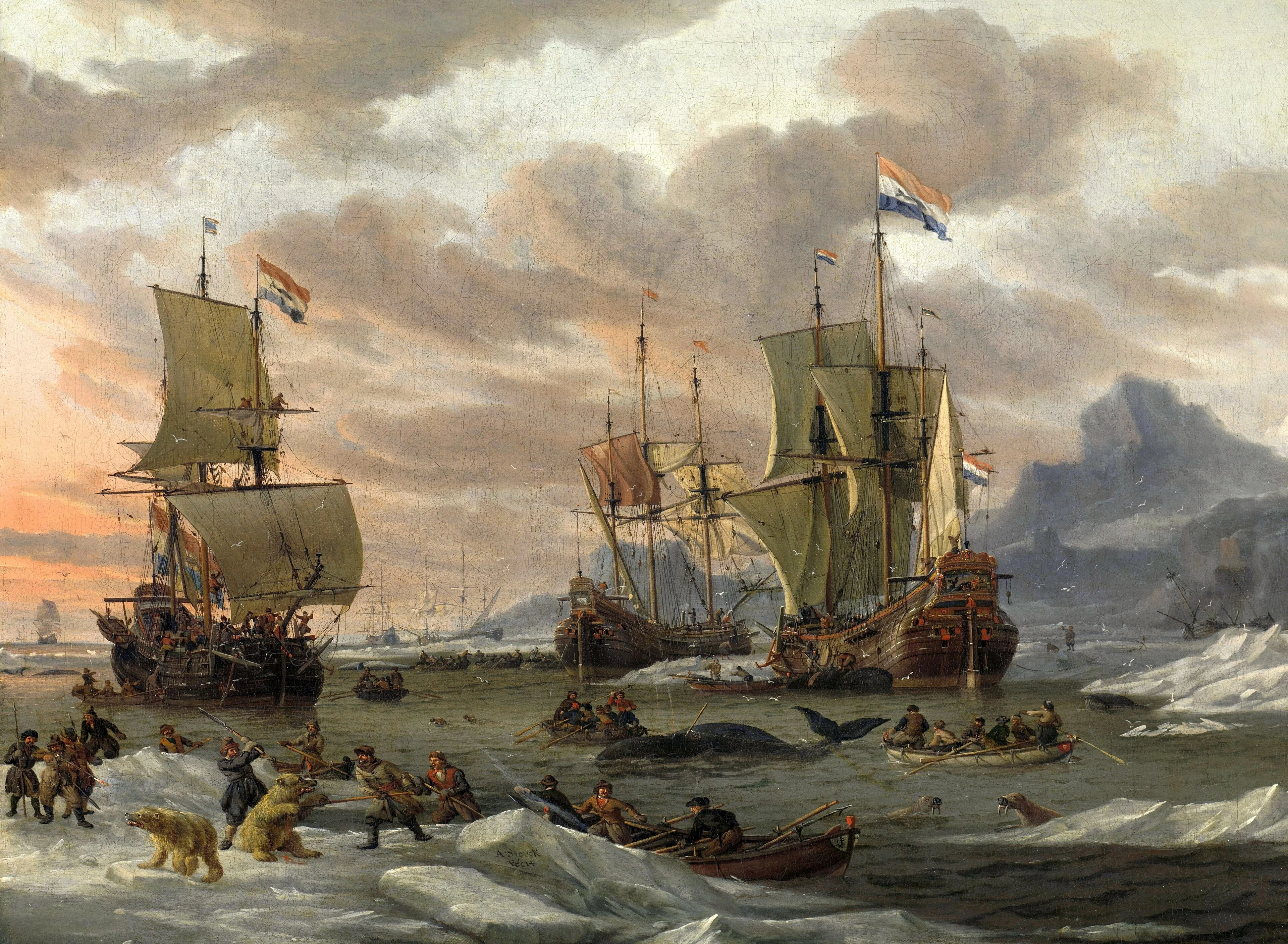 Whaling Grounds in the Arctic Ocean, detail