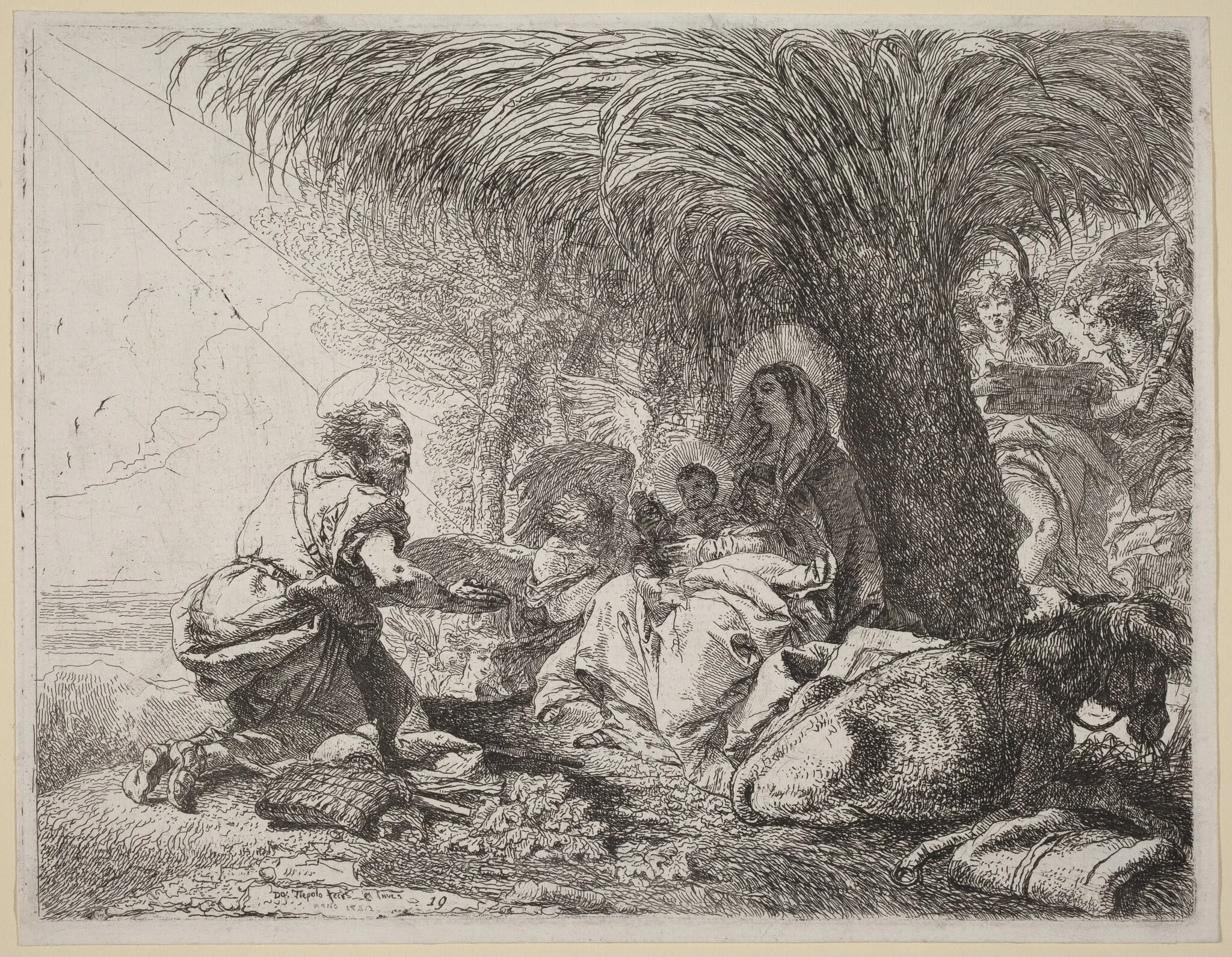 The Rest on the Flight with Joseph in Adoration, detail