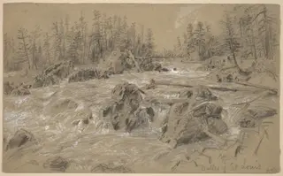 Dalles of St. Louis, by Alfred R. Waud, chalk, 1884