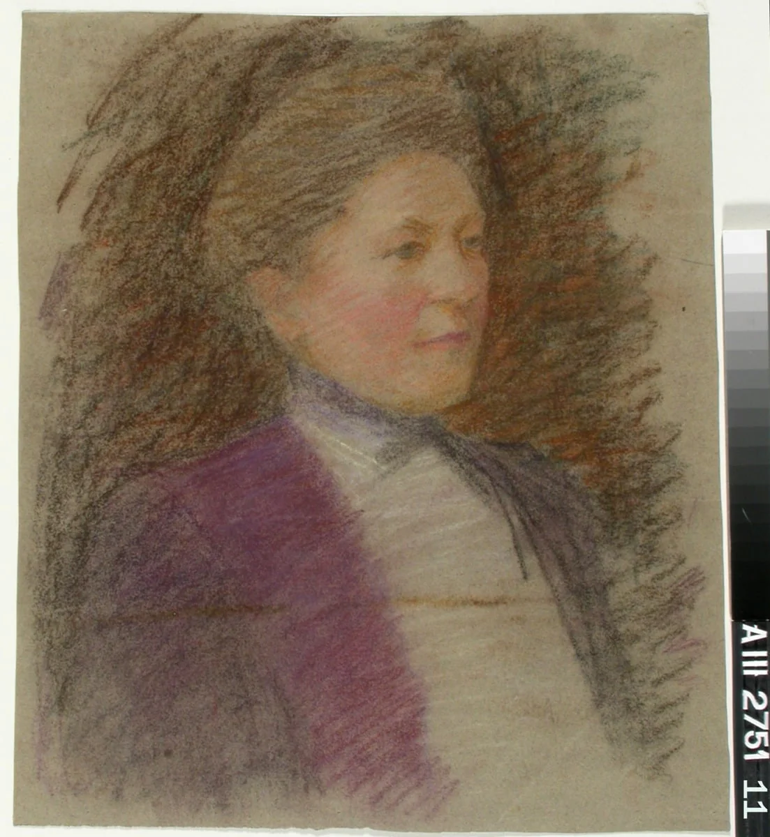 Neiti Anna Wiikin muotokuva, harjoitelma, detail