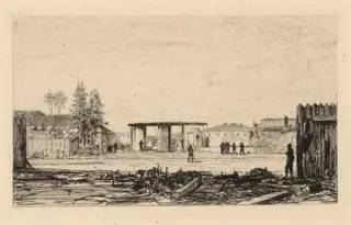 Porte de l'Avenue Uhrich, by Maxime Lalanne, ink, 1871