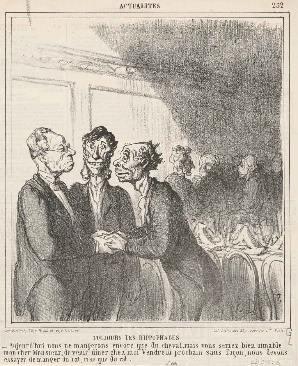 Toujours les Hippophages, by Honoré Daumier, ink, 1865