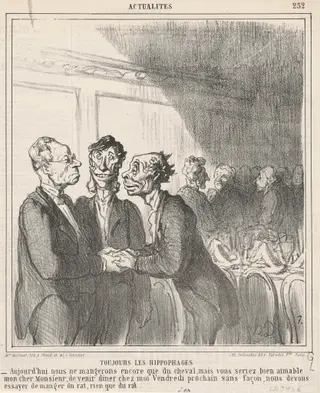 Toujours les Hippophages, by Honoré Daumier, ink, 1865