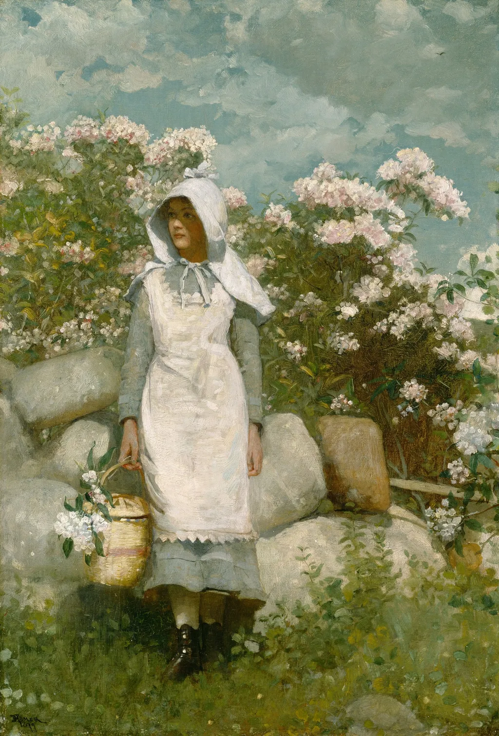 Girl and Laurel, by Winslow Homer, oil, 1890