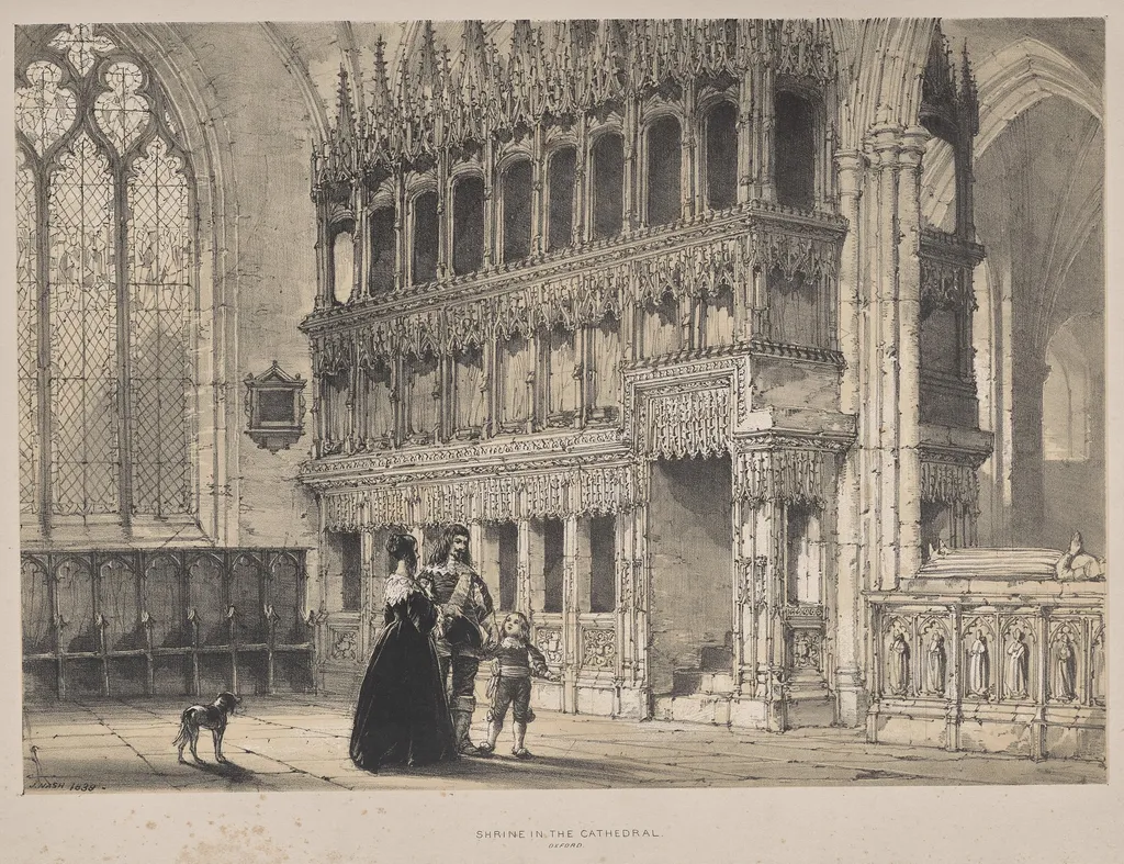 Architecture of the Middle Ages:  Shrine of St. Fridswode, Cathedral, Oxford, by Joseph Nash, 1838