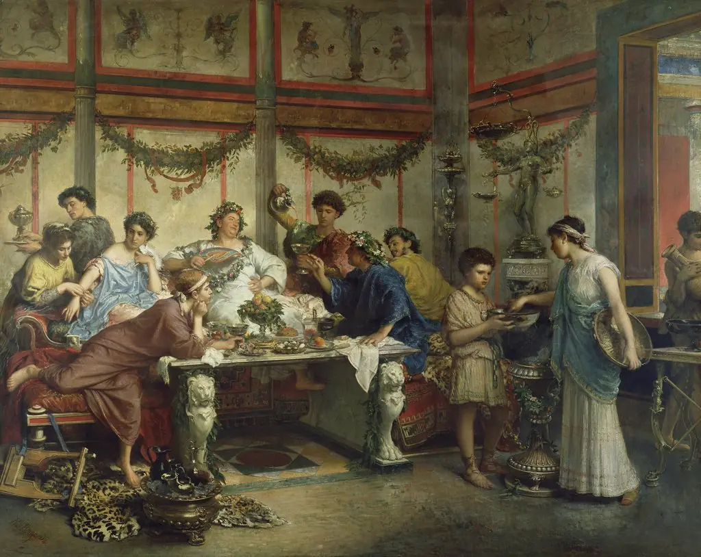 A Roman Feast, by Roberto Bompiani, oil, 1850