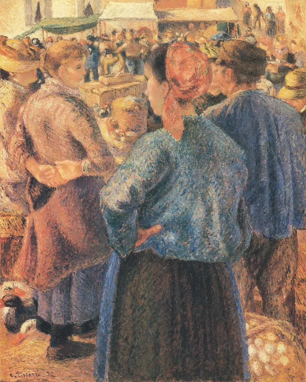 The Poultry market, Pontoise, by Camille Pissarro, oil, 1892