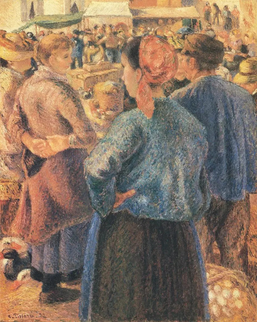 The Poultry market, Pontoise, by Camille Pissarro, oil, 1892