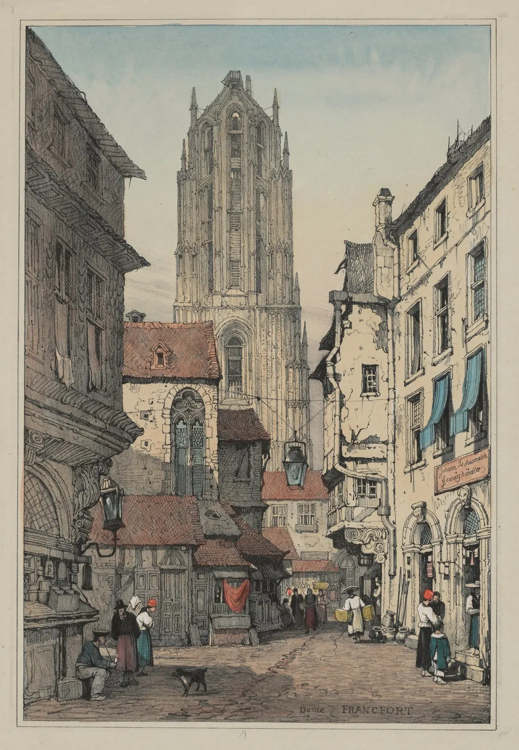 Facisimilies of Sketches made in Flanders and Germany: Dome, Francfort, by Samuel Prout, 1833