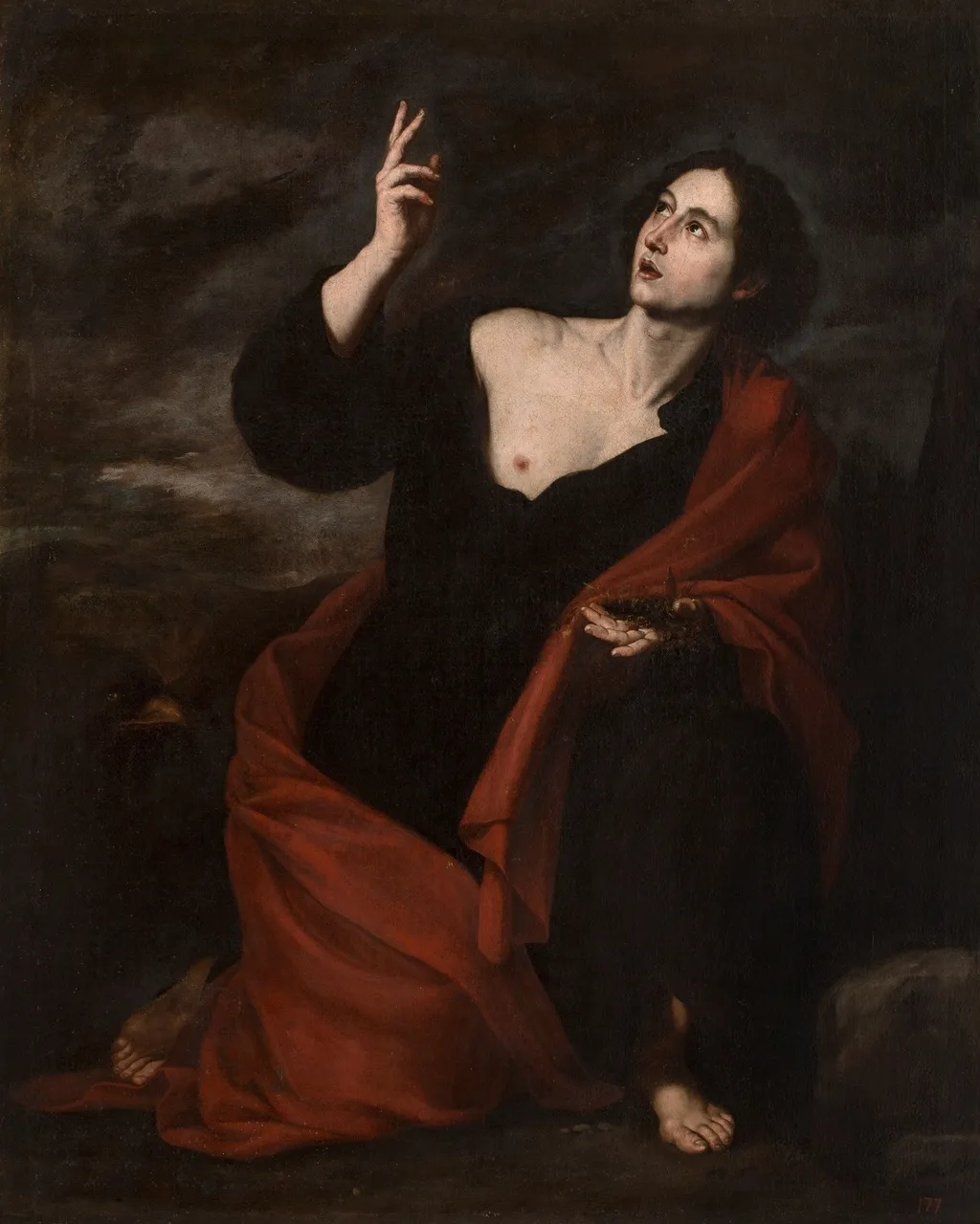 Saint John the Evangelist in Patmos, by Jusepe de Ribera, oil, 1601
