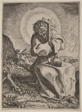 Saint Francis of Assisi, by Annibale Carracci, ink, 1585