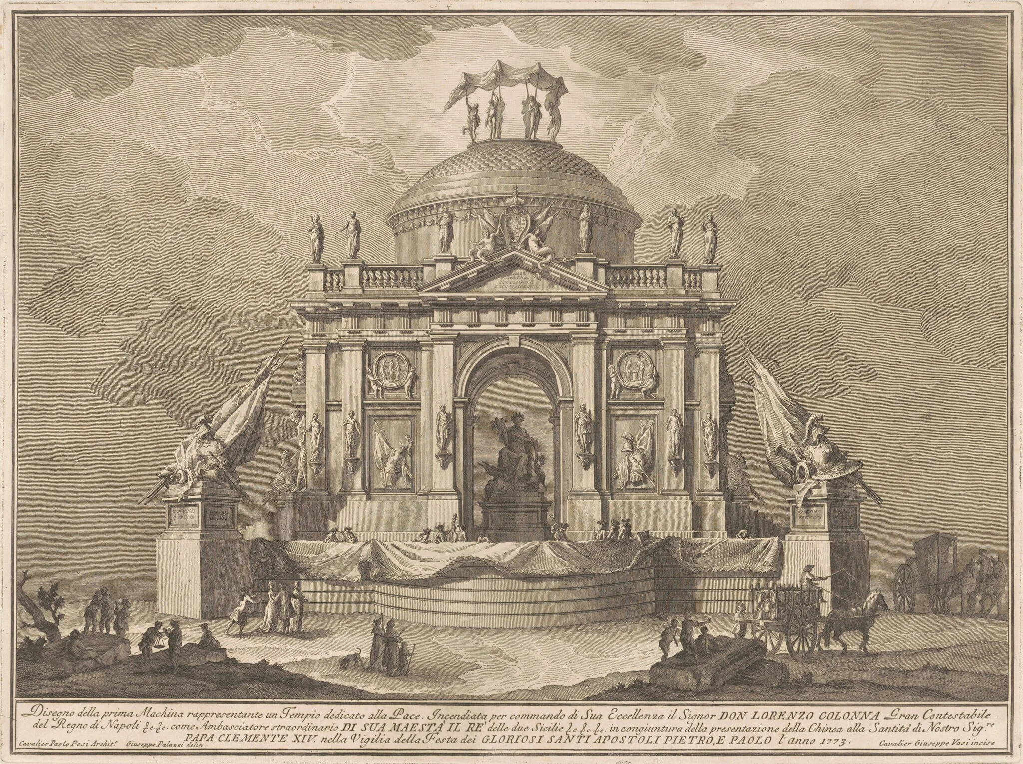 The Prima Macchina for the Chinea of 1773: The Temple of Peace, detail
