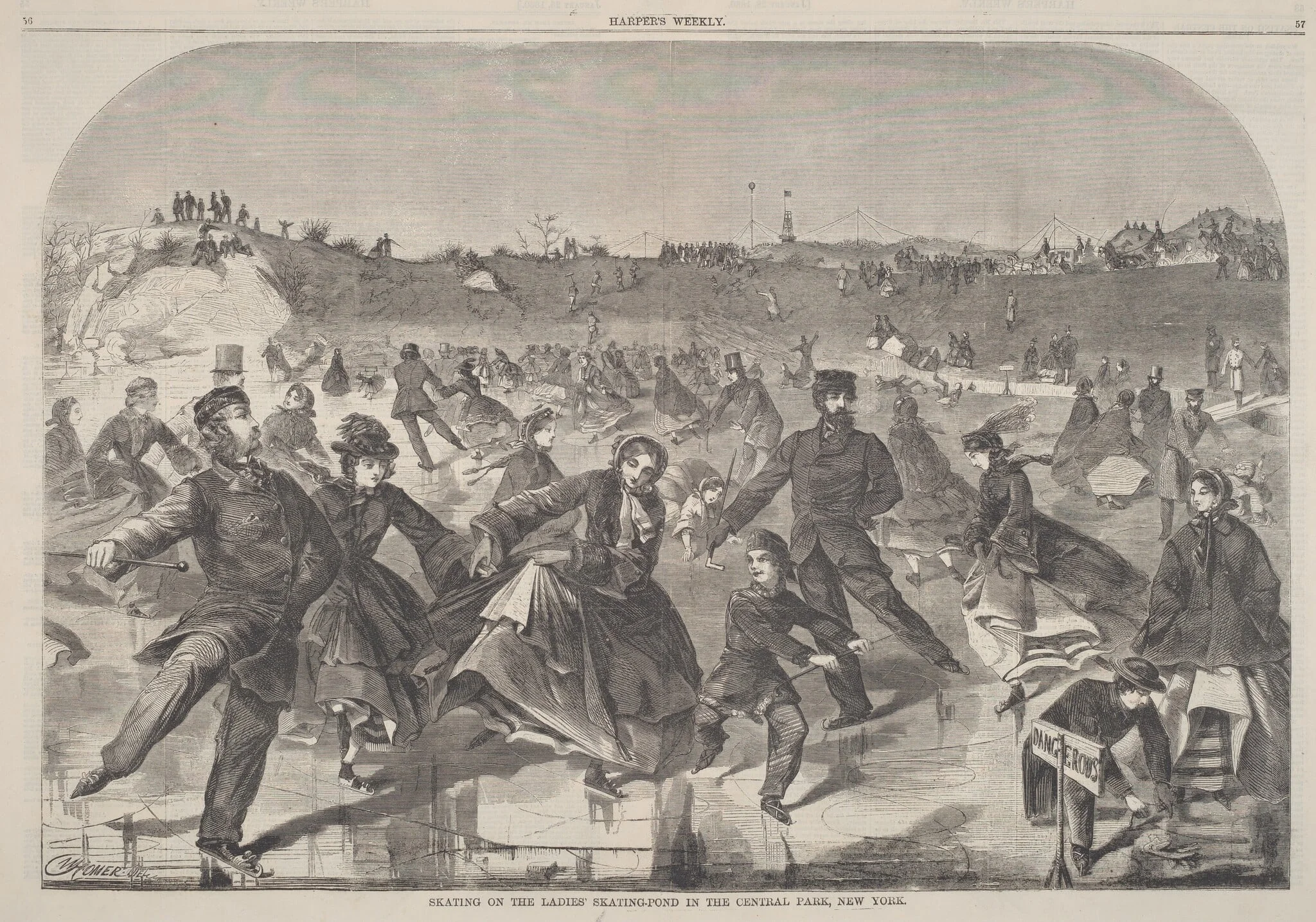 Skating on the Ladies' Skating-Pond in the Central Park, New York, detail