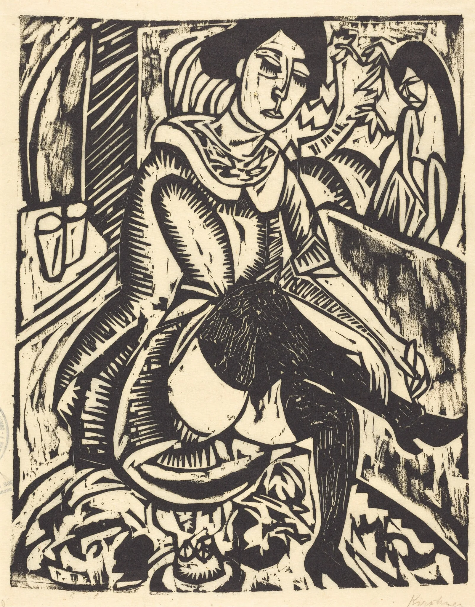 Woman Tying Her Shoe (Frau, Schuh Zuknopfend), detail