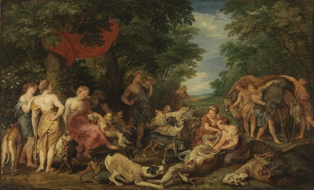 Rast der Diana nach der Jagd (Werkstatt) und Peter Paul Rubens, detail